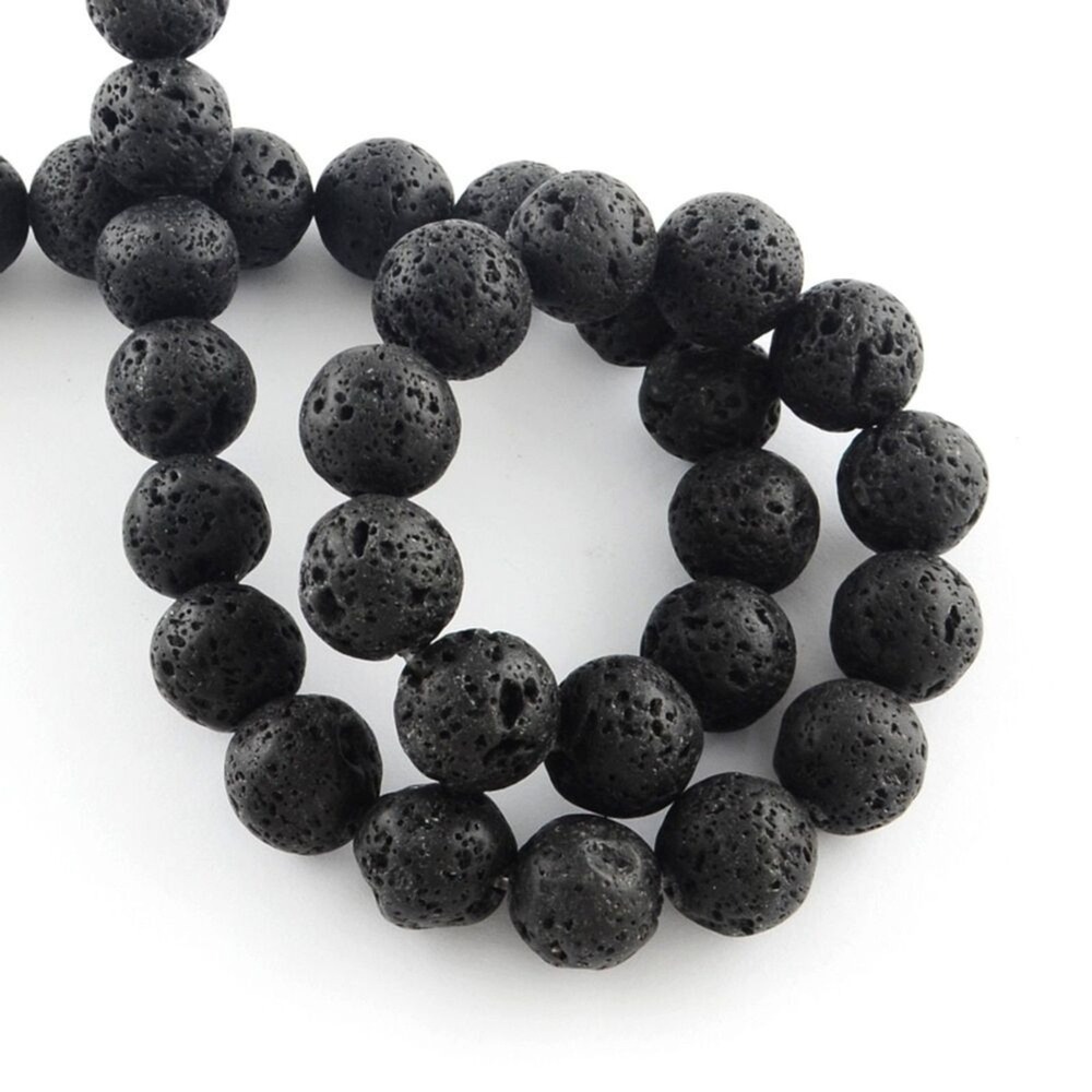 8-9MM Black Lava Rock Beads-ONE Gemstone Bead Strand-Jewelry Making‎ Crafts NWT